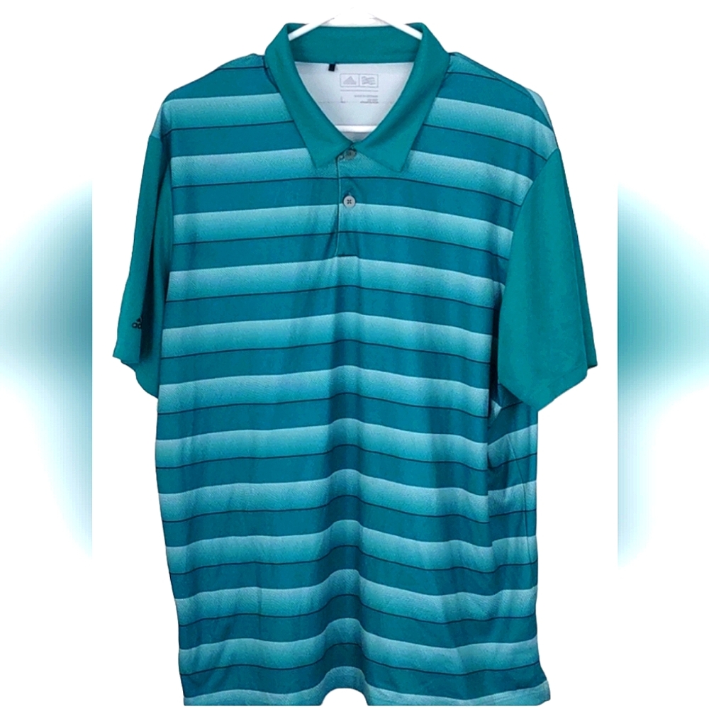 Adidas Large Stripped Polo Golf Shirt NWOT